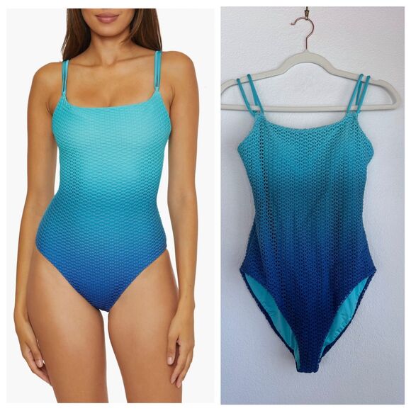 NWT Trina Turk Women's Sun Opal One-Piece Swimsuit in Moon Blue Ombre Size 4 - Picture 1 of 13